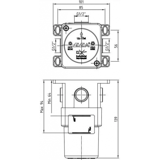 Встраиваемая часть смесителя для душа E.C.A. 102166102EX